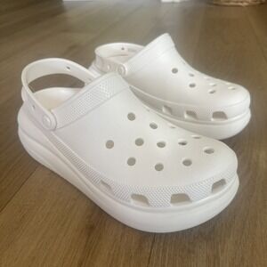 Crocs Iconic Classic Crush Platform‎ Clog White Mens 12 Women's 14, Comfort NWOT